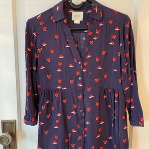 Navy shirt with orange Fox Print
